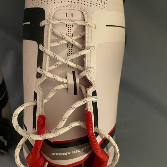 Under Armour Spieth One Golf Shoe White/Black/Red (Extra Wide) Mens 8EE - Picture 9 of 10